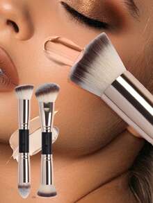 MAANGE 4Pcs Professional Makeup Brush Set With 2pcs Makeup Brush Set &2pcs Loose Powder Puff,Double Head Soft Foundation Brush,Blush Brush,Powder Brush,Concealer Brush,Contour Brush,Makeup Brush With Soft Fiber For Easy Carrying,Brush For Travel,Gift For Women&Girls - 黑色 - 查看 8