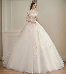 Women's Wedding Dress Elegant Backless Lace Embroidery, French Slim Fit Princess Shape, Suitable For Wedding Party - Trắng Ngọc Trai (Thêu Ren Cao Cấp) - Xem 2