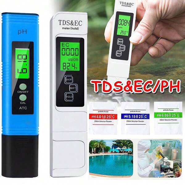 Digital Tester PH+TDS EC Wassertest Meter Messgerät Leitwertmessgerät 0-9990ppm