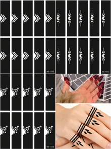 3 stuks vingerafdruk tattoo sjabloon sjablonen, herbruikbare henna pasta tatoeages, doe-het-zelf body art