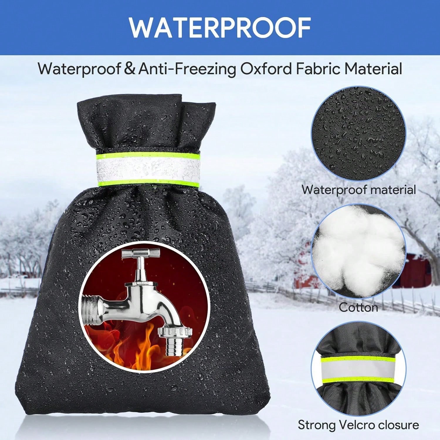 Faucet Anti Freeze Covers With Reflective Fluorescent Design Winter