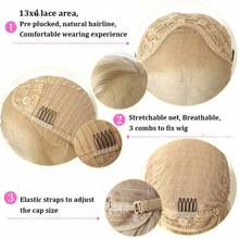 613 Blonde Lace Front Wigs Synthetic Body Wave Wear And Go 13x4 Lace Front 28 Inch Pre-Plucked With Baby Hair HD Glueless Lace Front Wig For Women - 613 金髮女郎 - 查看 6