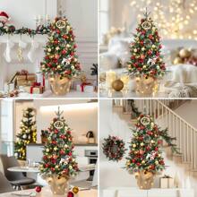 HomelyHues 3ft Pre Lit Fiber Optic Christmas Tree With A Burlap Base, Artificial Small Tabletop Christmas Tree With Red Berries - Green - View 5