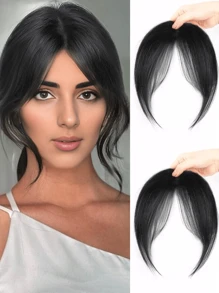 Diadema-peluca para mujeres, cabello de simulación natural en la frente, flequillo de aire de ocho caracteres, sin rastro, ligero y delgado, flequillo falso francés. Peluca de flequillo sintético para mujeres con flequillo lateral natural, esponjoso y con flequillo volador.
