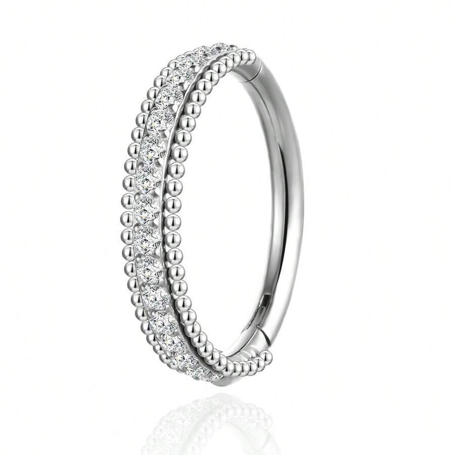 PIERCING RING TITANIUM PVD  ARTICULATED SEGMENT 1.2X8/10 - 銀色 - 查看 1