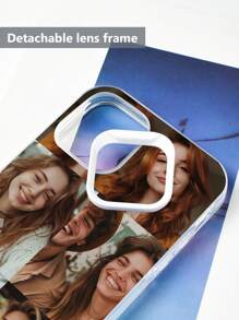 1pc Customizable Photo Puzzle Decor Silver Phone Case For IPhone 16 Pro Max/16 Plus/16 Pro, Wedding Personalized Picture, Gift For Couples, Friends, Family, Graduation