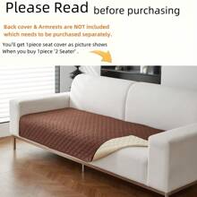 1 pieza Funda de sofá a cuadros de unicolor, protector anti-salpicaduras y anti-deslizamiento para mascotas, funda de sofá, protector de muebles, para dormitorio, oficina, sala de estar, decoración del hogar (se vende individualmente, los reposabrazos y el respaldo se deben comprar por separado)