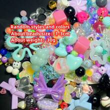 Yiwu Qiyou Accessories Co., LTD 30克/1.06盎司 1-3厘米随机混合亚克力珠，适合制作女士手链、项链和手机链 - 彩色 - 查看 6