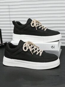 Chaussures en maille respirante tricotées pour hommes style printemps/été casual, Baskets sport mode casual pour hommes, Chaussures basses en canevas pour hommes, Chaussures plates polyvalentes antidérapantes et durables pour étudiants, Chaussures noires tout-aller pour hommes