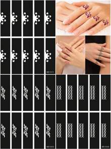 3 stuks vingerafdruk tattoo sjabloon sjablonen, herbruikbare henna pasta tatoeages, doe-het-zelf body art