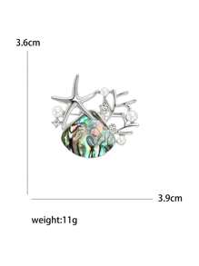 珐琅珍珠海洋贝壳胸针 女士海洋动物胸针 派对宴会珠宝礼物 - 貝殼 - 查看 16