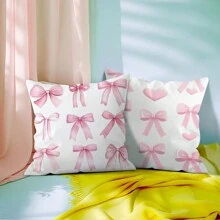 Set de 4 fundas de cojín con estampado de lazos rosas, impresión unilateral de 45*45cm - Multicolor - Ver 10