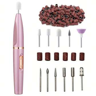 1pc Rechargable 300mAh Smooth & Shiny Nails Instantly - Electric Nail Grinder, Mini Manicure Pen & Multi-Head Grinder Set