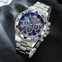 1pc Classic Hexagon Dial Alloy Strap Casual Business Watch For Men