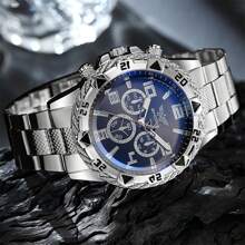 1pc Classic Hexagon Dial Alloy Strap Casual Business Watch For Men