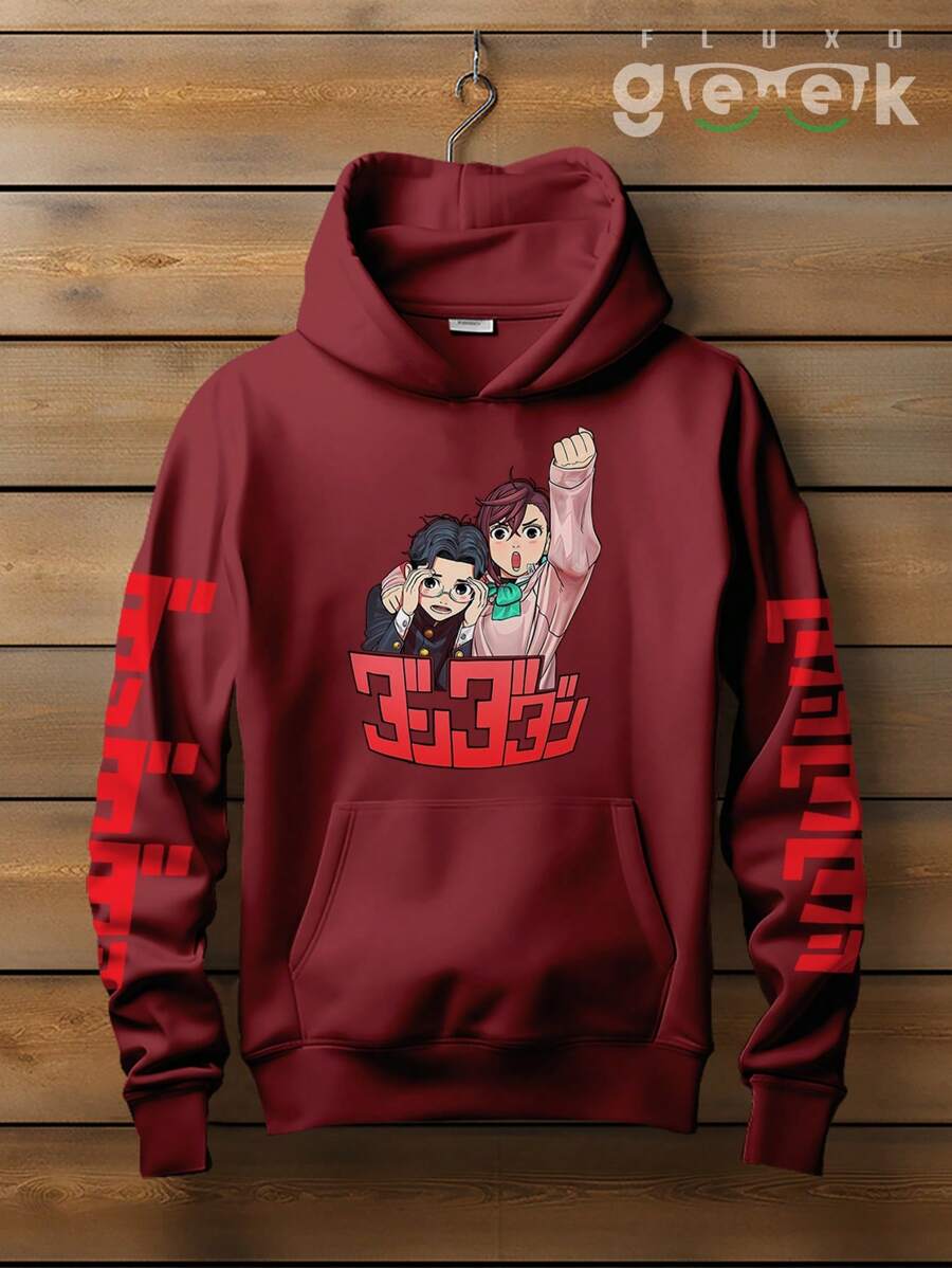 Dandadan Double Anime Transformation Sweatshirt Japanese Drawing Otaku Aira Okarun Momo CANGURU 2568 GEEK FLUX - 紫紅色 - 查看 1