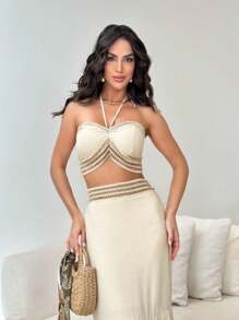 Imported Luxurious Long Women's Set + Lace + Lining + Cup + 2 In 1 + End Of Year Collection - Màu be - Xem 2