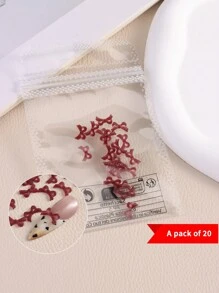 1 Schachtel/20 Stück matte 3D Harz Schleifen Mini Nageldekorationen, passend für Anzüge/Artikel, geeignet für Nageldesign und Handwerks-DIY, langanhaltender Glanz und einfach zu verwendende Nagelpflege-Zubehörartikel, Nägel, Nagelcharms, Nageledelsteine - Bordeaux - Übersicht 14