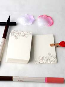 20pcs Rounded Corner Blank Diy Card, Thick Paper Word & Flower Pattern Card For Graffiti, White Kraft Paper Small Card