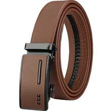 1 stuk heren casual leren riem met metalen automatische gesp, luxe merk zakelijke werkriem zomer, school