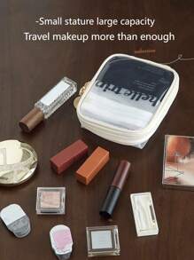 1pc Compact Cosmetic Bag, Makeup Bag For Travel, Household, School, Dorm, Travel Essentials, Large Capacity Makeup Bag For Women, Cosmetic Storage Bag, Travel Organizer, Toiletry Bag, Multi-Function Bag, Handheld Bag, Men's Toiletry Bag Summer Travel, Vacation Home Bathroom Decor Holiday Makeup Organizer Bathroom Accessories Back To School - Multicolor - View 7