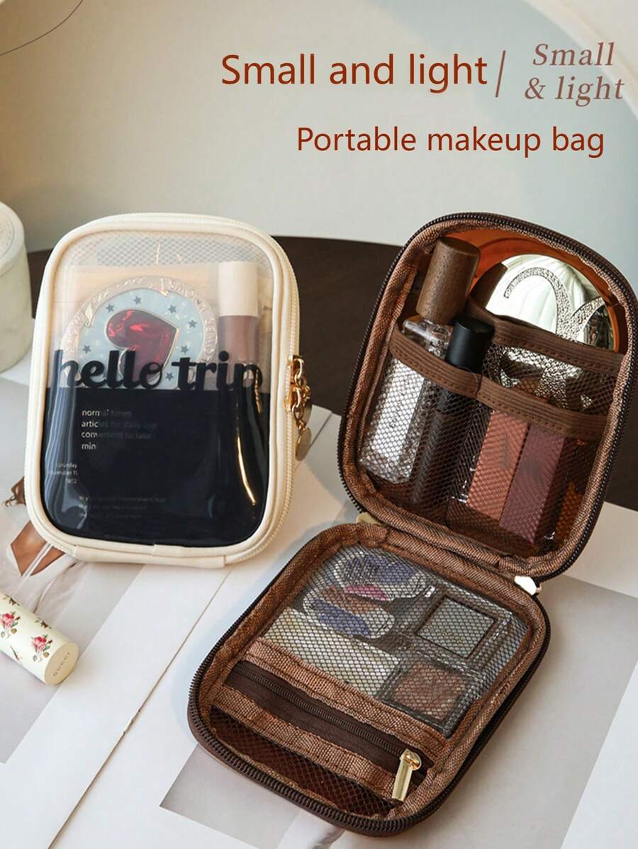 1pc Compact Cosmetic Bag, Makeup Bag For Travel, Household, School, Dorm, Travel Essentials, Large Capacity Makeup Bag For Women, Cosmetic Storage Bag, Travel Organizer, Toiletry Bag, Multi-Function Bag, Handheld Bag, Men's Toiletry Bag Summer Travel, Vacation Home Bathroom Decor Holiday Makeup Organizer Bathroom Accessories Back To School - Multicolor - View 1