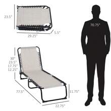 Outsunny Folding Chaise Lounge Pool Chair, Patio Sun Tanning Chair, Outdoor Lounge Chair With 4-Position Reclining Back, Breathable Mesh Seat For Beach, Yard, Patio, Cream White - Kem Trắng - Xem 3