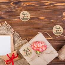 1 Rolo com 500 Peças de Adesivos Redondos de Papel Laminado Agradecimento, Etiquetas Autocolantes para Decorações de Feriados, Adesivos de Embalagem de Artesanato Feito à Mão para o Dia dos Namorados