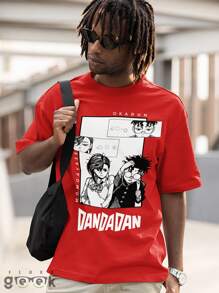 T-Shirt Shirt Dandadan Anime Transformation Japanese Drawing Otaku Momo Okarun Aira Momoayase Ref 1476 FLUXOGEEK - 紅色 - 查看 4