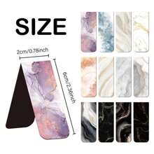 12pcs New Marble Design Magnetic Bookmarks - Durable, Non-Damaging Page Markers For Readers, Students & Teachers - Versatile For Books, Notebooks & Office Use