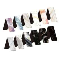 12pcs New Marble Design Magnetic Bookmarks - Durable, Non-Damaging Page Markers For Readers, Students & Teachers - Versatile For Books, Notebooks & Office Use