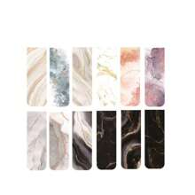 12pcs New Marble Design Magnetic Bookmarks - Durable, Non-Damaging Page Markers For Readers, Students & Teachers - Versatile For Books, Notebooks & Office Use