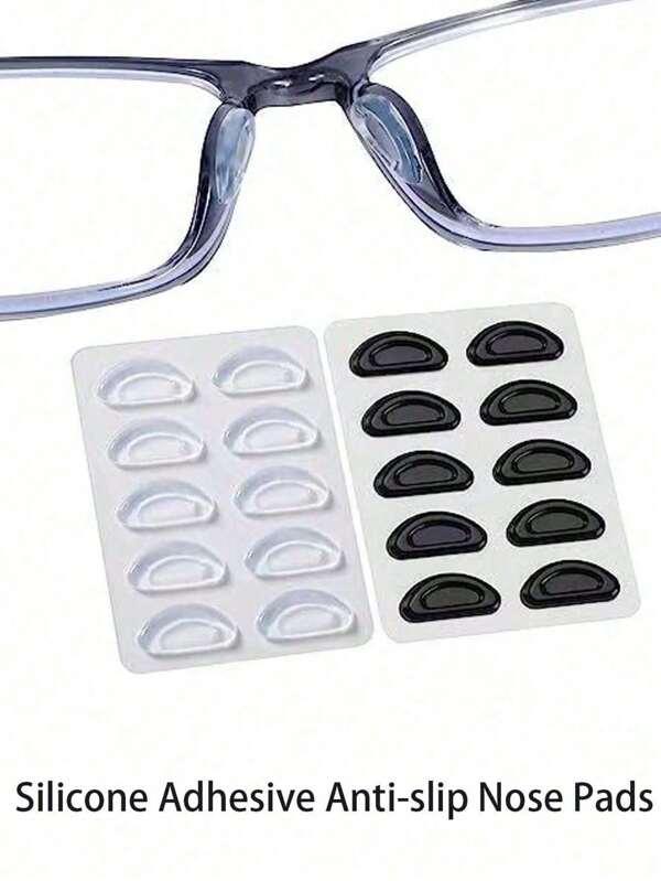 5 pares de almohadillas de silicona antideslizantes para la nariz, con adhesivo, adecuadas para todo tipo de gafas, accesorios de gafas para mujeres