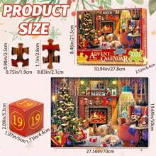 Calendario dell'Avvento Puzzle 2024, 1008 pezzi, Calendario dell'Avvento con conto alla rovescia di Natale di 24 giorni, Puzzle del caminetto di Natale, Crea sorprese e aspettative, Adatto per i regali di Natale della maggior parte delle persone, 28 * 26 * 5 cm - Multicolore - Visualizzare 3