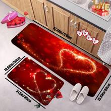 1/2pcs Abstract Heart Shaped Kitchen Mat, Seasonal Valentine's Day Anniversary Wedding Holiday Low-Key Floor Mats, Suitable For Home Kitchen