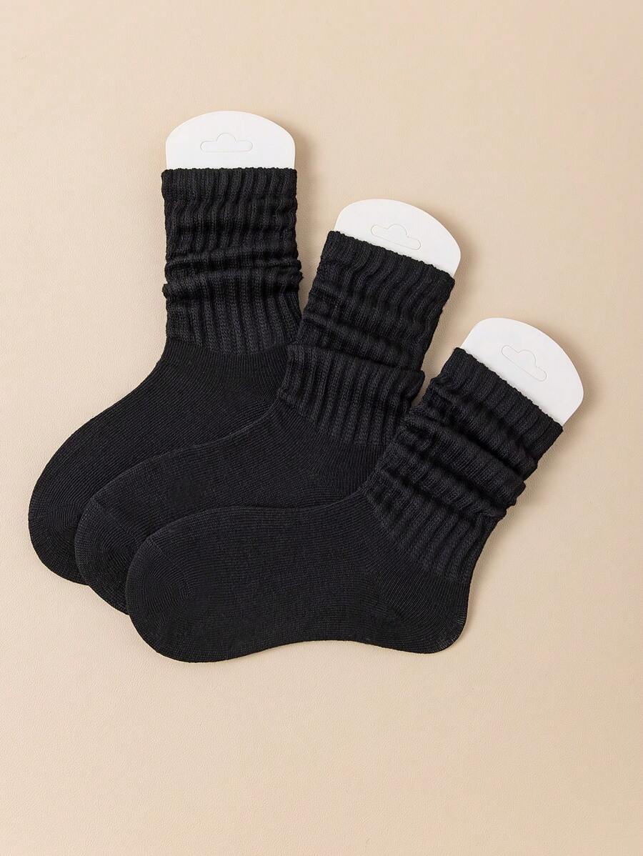 3 pares de calcetines para niños, calcetines de botón arrugado suave, cómodos para todo el año con bolsillos, calcetines de globo de moda casual de unicolor
