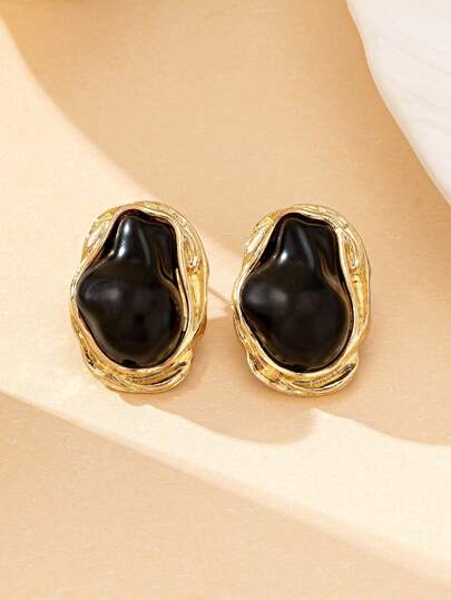 1 Pair Asymmetrical Shaped Pearl Dangle Earrings, Retro European And American Elegant Women Earrings