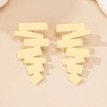 1 对新款时尚复古不对称几何阶梯形吊坠耳环女士款 - 彩色 - 查看 3