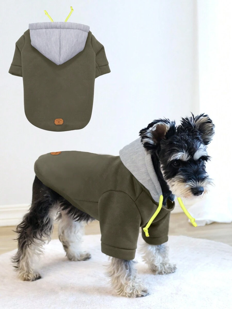 1 Pieza Sudadera con capucha engrosada, abrigo cálido y a prueba de viento apto para perros pequeños/medianos, adecuado para otoño/invierno al aire libre