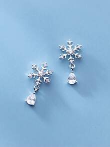 BALMORA 1 Cặp Hoa tai Zirconia lấp lánh hình bông tuyết bạc Sterling S925 thanh lịch tinh tế dành cho bé gái/phụ nữ/bạn gái/mẹ Quà tặng tiệc tùng cổ điển Quà tặng sinh nhật Giáng sinh hàng ngày - Bạc - Xem 4