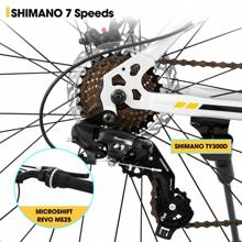 HILAND Fat Tire Snow Bike, Shimano 7-Speed, Dual-Disc Brakes, 24/26 Inch Trail Mountain Bike For Boys Girls - Silver - View 6