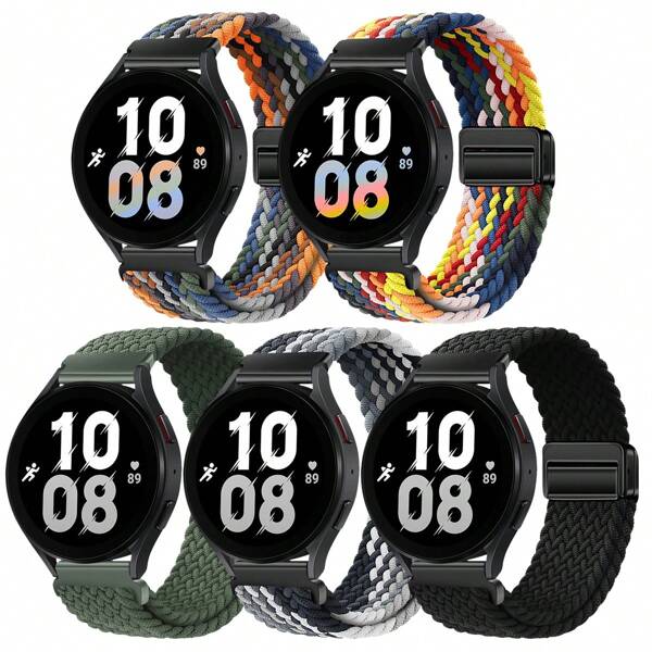 Correa tipo bucle deportivo de 20 mm compatible con Samsung Galaxy Watch 7 6 5 4 de 40 mm y 44 mm/Watch 5 Pro de 45 mm/Galaxy Watch 4 6 Classic de 42 mm, 46 mm, 43 mm y 47 mm/Watch 3 de 41 mm/Active 2 Trenzada de nailon para mujer y hombre