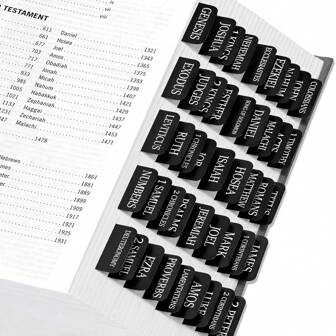 Bible Tabs For Women & Men, Bible Book Tabs For Study Bible, Large Print Repositionable Bible Index Tabs, Bible Labels Tabs, Bible Study Supplies(Black),School Supplies,Back To School