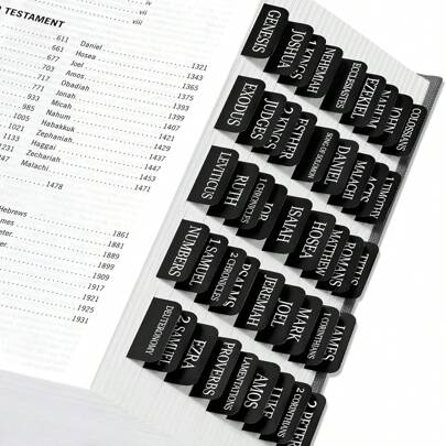 Kadınlar ve Erkekler İçin İncil Sekmeleri, İncil Çalışması İçin İncil Kitap Sekmeleri, Büyük Baskı Yeniden Konumlandırılabilir İncil Dizin Sekmeleri, İncil Etiket Sekmeleri, İncil Çalışma Malzemeleri (Siyah), Okul Malzemeleri, Okula Dönüş