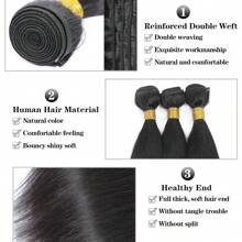 Straight Bundles Human Hair Human Hair Bundle 12A Brazilian Straight Wave Bundles Human Hair Natural Black Color 3 Bundles Human Hair