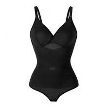 Women Sexy V-Neck Shapewear Bodysuit Tummy Control Slimming Abdomen Compression Body Shaper Underwear Body Sculpting Tank Top Snatched Waist Body Suit Waist Trainer - 黑色 - 查看 7