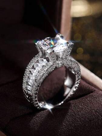 1 件 S925 精致奢华镂空镶嵌锆石戒指，适合复古派对、日常佩戴、送给伴侣或朋友的礼物，女士高端珠宝