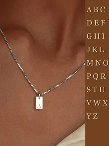 Dây chuyền chữ cái tiếng Anh nhiều lớp 2 chiếc/1 chiếc, Dây chuyền mặt chữ cái đầu mạ vàng 18K, Quà tặng trang sức may mắn cho cả nam và nữ, Chống thấm nước và chống phai màu, Thích hợp cho Giáng sinh, Ngày lễ tình nhân - vòng cổ thư - Xem 59