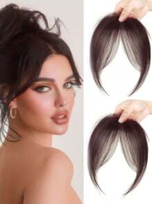 Diadema-peluca para mujeres, cabello de simulación natural en la frente, flequillo de aire de ocho caracteres, sin rastro, ligero y delgado, flequillo falso francés. Peluca de flequillo sintético para mujeres con flequillo lateral natural, esponjoso y con flequillo volador.