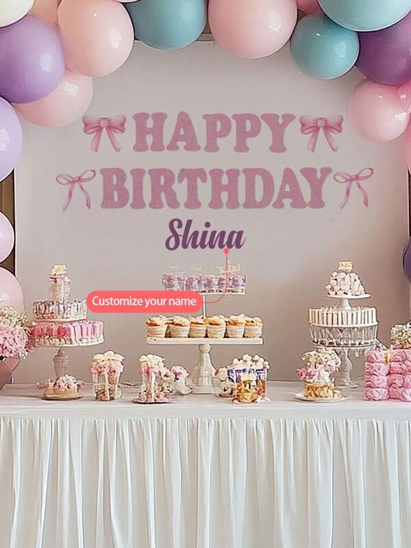 1 Piece/2 Pieces 9.84 * 47.24in * 2pcs/11.81 * 47.24in Pink Series Text Custom Wall Stickers, Birthday And Holiday Party Custom Name Wall Stickers, Bedroom, Living Room, Family Party Background Wall Decoration Stickers, PVC Self-Adhesive Removable Gifts Graduation